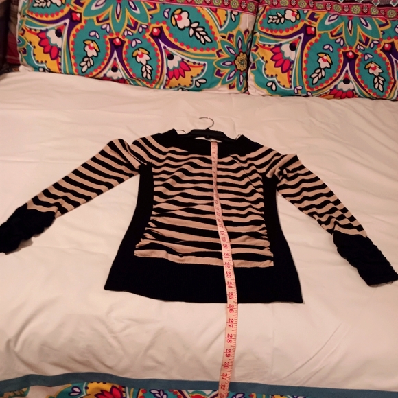 Faith and Joy Black/Tan stripe sweater - Picture 5 of 5